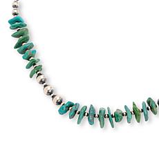 Chaco Canyon Sterling Silver Green Kingman Turquoise Chip Necklace 