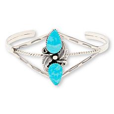 Chaco Canyon Sterling Silver Kingman Turquoise Leaf Cuff Bracelet