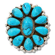 Chaco Canyon Sterling Silver Kingman Turquoise Oval Cluster Ring