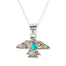 Chaco Canyon Sterling Silver Turquoise Eagle Pendant with Chain