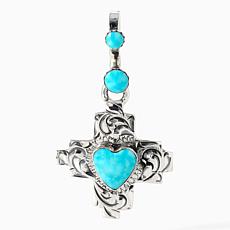 Chaco Canyon Sterling Silver Turquoise Heart in Cross Charm/Pendant