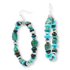 Chaco Canyon Turquoise Bead Hoop Drop Earrings