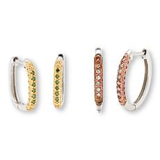 Colleen Lopez 1/4ctw Colored Diamond Sterling Silver Hoop Earrings Set