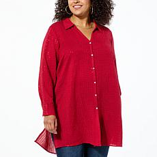 Colleen Lopez Button-Front Sequin Tunic