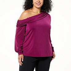 Colleen Lopez Drapey Knit Off-the-Shoulder Top 