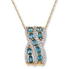 Colleen Lopez Exotic Gem & White Zircon Crossover Pendant with Chain