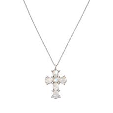 Colleen Lopez Gemstone and White Zircon Cross Pendant with Chain