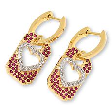 Colleen Lopez Gemstone and White Zircon Heart Tag Drop Earrings