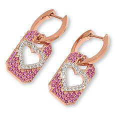Colleen Lopez Gemstone and White Zircon Heart Tag Drop Earrings