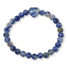 Colleen Lopez Gemstone Heart and Round Beaded Stretch Bracelet