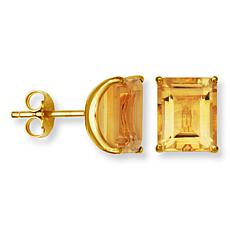 Colleen Lopez Gold-Plated Emerald-Cut Gemstone Stud Earrings