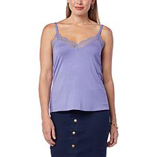 Colleen Lopez Jersey Knit Cami with Lace Trim