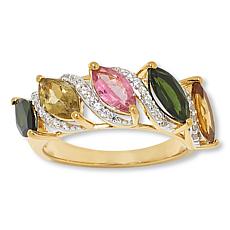 Colleen Lopez Multicolor Tourmaline and White Zircon Band Ring