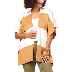 Colleen Lopez Open Front Striped Poncho