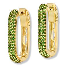 Colleen Lopez Pavé Gemstone Paperclip Link Hoop Earrings