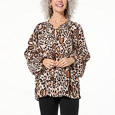 Colleen Lopez Printed Blouse with Novelty Neckband