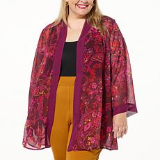 Colleen Lopez Printed Chiffon Topper with Solid Border