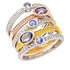 Colleen Lopez Set of 5 Sterling Silver Gemstone Stackable Rings