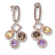 Colleen Lopez Sterling Silver Multigemstone and CZ Dangle Earrings