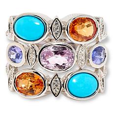 Colleen Lopez Sterling Silver Turquoise and Multigemstone Ring