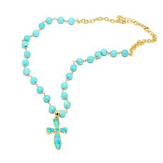 Connie Craig Carroll Jewelry Cross Pendant with Beaded Rosary Chain