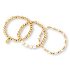Connie Craig Carroll Jewelry Gem Bead Stretch Bracelet 3-piece Set
