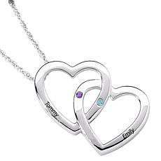 Couple's Name and Birthstone Heart Pendant