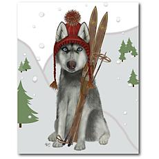 Courtside Market Skiing Siberian Husky 30x40 Canvas Wall Art