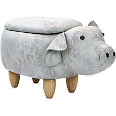 Critter Sitters 15" Plush Animal Storage Ottoman - Pig