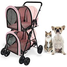 CritterSitters Double Pet Stroller for 2 Pets 44lbs. and Under - Pink