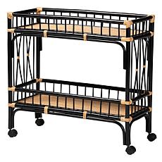 Dalinda Natural Rattan Kitchen Cart with Two Shelves