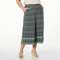 Democracy Printed Skyrise Pull-On Wide-Leg Crop Pant