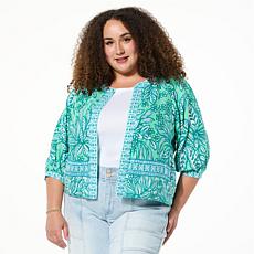 Democracy Reversible Print 3/4 Blouson Sleeve Jacket