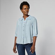 Democracy Ruffled Edge Pintuck Blouse