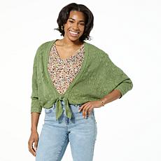 Democracy Tie-Front Crocheted Cardigan