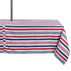 Design Imports 60" x 120" Patriotic Stripe Outdoor Tablecloth w/Zipper