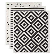Design Imports Black and White Swedish Dishcloths 3-pack
