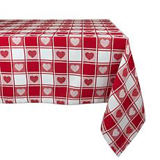 Design Imports Hearts Woven Check Tablecloth - 52" x 52"