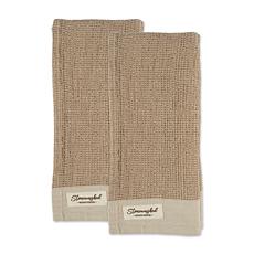 Design Imports Washed Waffle Woven Kitchen Towel Set of 2
