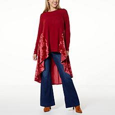 DG2 by Diane Gilman Brushed Hacci Knit and Velvet Knit Drama Top