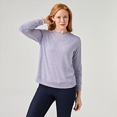 DG2 by Diane Gilman Brushed Sweater Knit Embellished Crew Neck Top