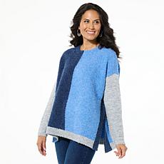 DG2 by Diane Gilman Colorblock Pullover Poncho Sweater