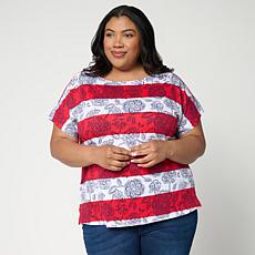 DG2 by Diane Gilman Cotton Modal Slub-Printed Dolman Tee
