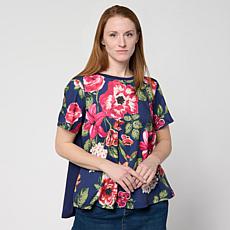 DG2 by Diane Gilman Crepe De Chine Flared Sleeve Printed Top