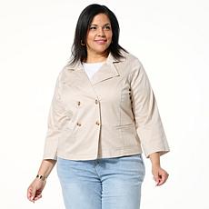 DG2 by Diane Gilman Dream Drape Denim Double-Breasted Jacket