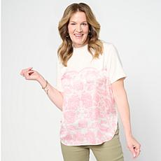 DG2 by Diane Gilman Everyday Jersey Knit Scarf Print Top