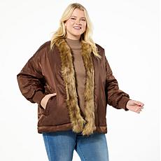 DG2 by Diane Gilman Faux Fur Trim Bomber Jacket