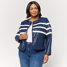 DG2 by Diane Gilman Faux Leather Striped Jacket