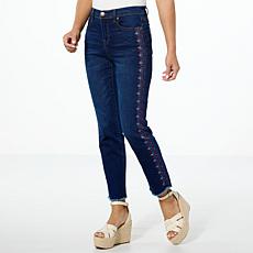 DG2 by Diane Gilman New Classic Stretch Denim Embroidered Ankle Jean