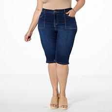DG2 by Diane Gilman New Classic Stretch Denim Studded Bermuda Short
